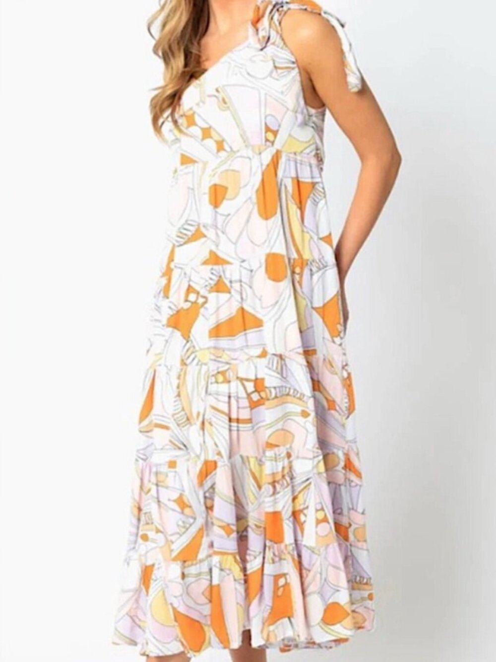 Oliviaceous One Shoulder Patterned Maxi Dress